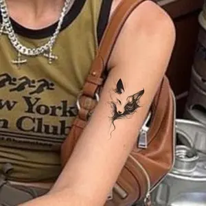Mystical Ink Fox Tattoo Sticker, Waterproof & Safe Design, Perfect for Arm Lockbone Placement, Ideal for Trendy & Social Media, Sticker Tattoos