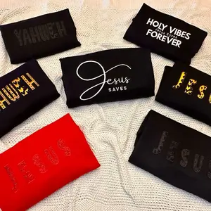 JESUS Embroidered Red Sweatshirt - Faith-Inspired Embroidered Sweatshirt - Jesus Sweater, Yahweh Sweatshirt, Trendy sweatshirt , Pullover, Womenswear, Comfort Crewneck, Black jesus t-shirt trendy sweatshirt