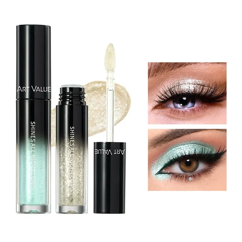 Glitter Liquid Eyeshadow , Long Lasting Waterproof Shimmer Sparkle Eye Shadow Makeup, Quick Dry Non Creasing High Pigment Metallic Eye Gloss Cosmetics For Daily Party Eye Makeup