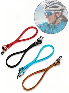 4 Pcs Eyeglass Straps, Sunglasses String Holder Strap, Leather Glasses Chain Lanyard, Adjustable Eyewear Retainer Cord for Men Women Kids, Sunglasses Holder Clip
