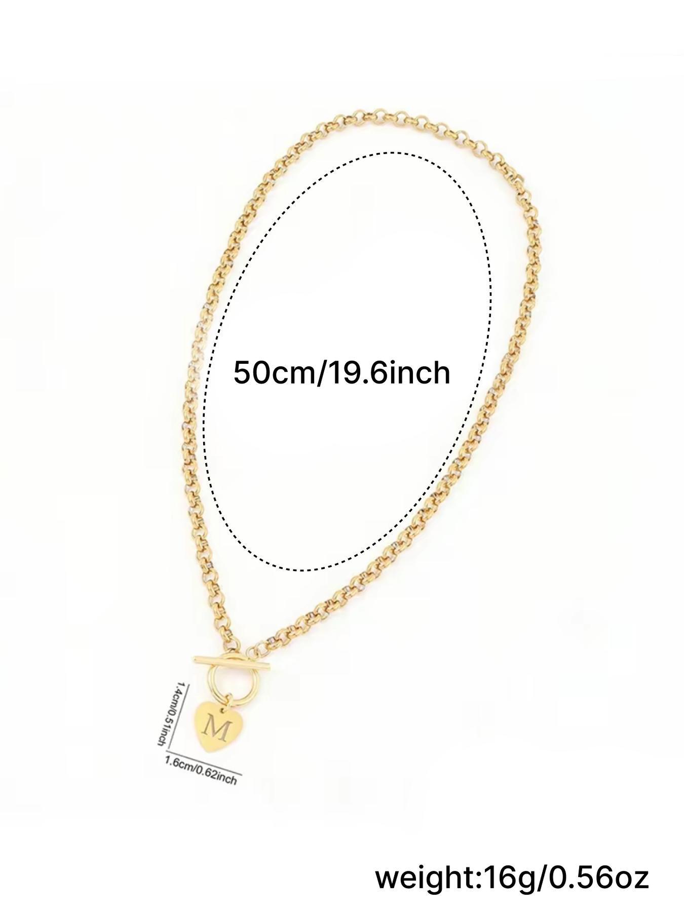 Fashionable and elegant necklace featuring a hollow letter pendant; the OT clasp is die-cast molded, stainless steel chain necklace for women with an OT clasp—suitable for everyday wear, vacations, dates, and more; also serves as a delightful, surprising