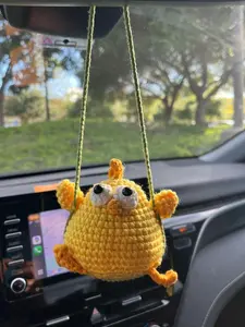Handmade Crochet Swinging Chicken | Cute Hanging Decoration | Car Charm, Cute Rearview Mirror Decoration Room Decor Cute Gift