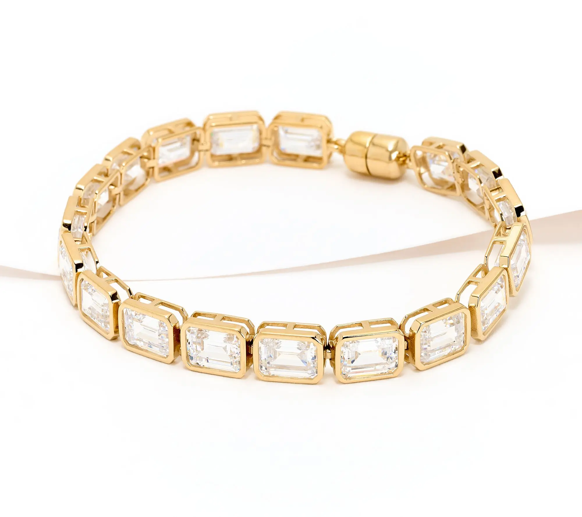 Diamonique Classics Emerald Bezel Set Tennis Bracelet, Sterl Diamonique Classics Emerald Bezel Set Tennis Bracelet, Sterl