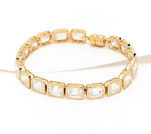 Diamonique Classics Emerald Bezel Set Tennis Bracelet, Sterl