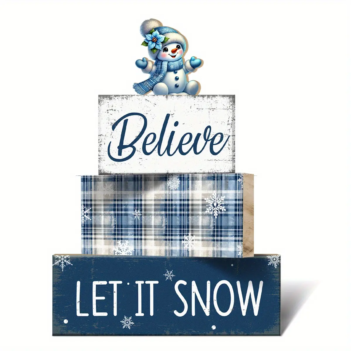 4pcs Christmas Wooden Desktop Signs Exquisite and Cute Decorations for Farmhouse Bedroom, Kitchen & Dining Tabletop Suitable as Gifts for Christmas, Thanksgiving & Birthdays