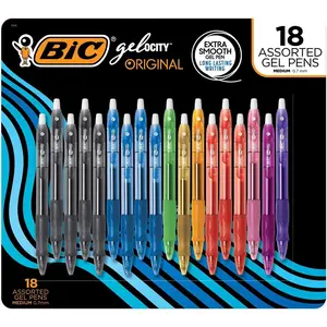 BIC Gel-ocity Retractable Gel Pen, Medium Point (0.7mm), Various, 18 Ct