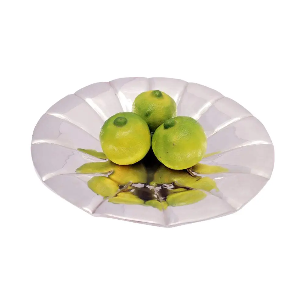 Artisan 12 in Round Shape Silver-Plated Platter - Handmade Unique Craft, Luxurious Look, Decorative Kitchenware for Serving, Tabletop Decor