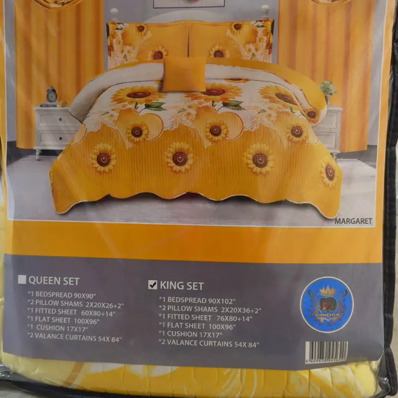 -Piece King Size Sunflower Floral Bedspread Set – Yellow & Gold, Margaret D
