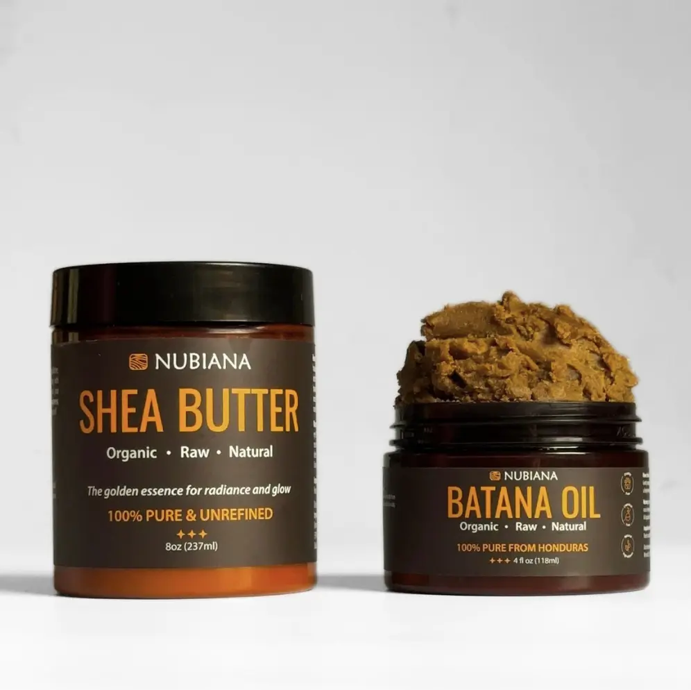 Nubiana - 100% Pure Batana Oil from Honduras & African Shea Butter from Ghana - Scalp Stimulator Hair Growth Oil Treatment - Natural Moisturizer for Dry Skin, Hair & Body