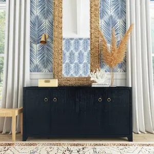 Bar Harbor Raffia 4 Door 70" Sideboard in Navy Blue 5668410