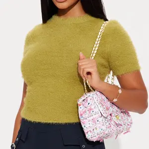 Clueless Chic Tweed Crossbody  Handbag- Pink/combo