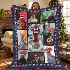 Pepe The King Prawn,The Muppet Show Blanket Funny Meme Pepe Muppet Flannel Blanket,Trip Gift Throw Blanket For Couch Sofa