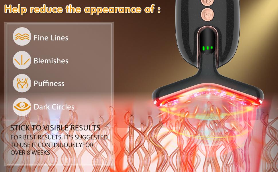 Neck & Facial Massager, 3-in-1 EMS, RF & LED Light Therapy, Orange, Red & Blue Light Modes, Adjustable Intensity, Perfect Gift for Valentine's Day, Christmas, and Halloween