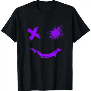 Purple Grunge Smile Purple Color Graphic T-Shirt