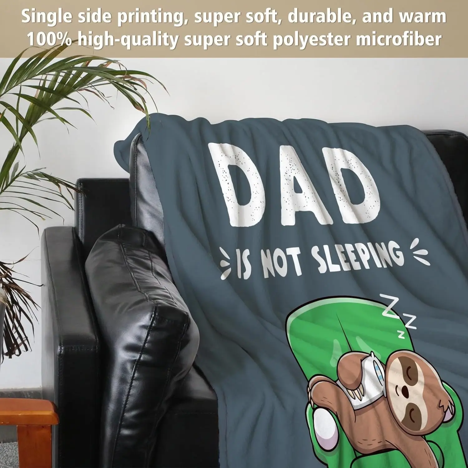 1pc Fun Father's Day Gift, "Dad Isn't Sleeping" Cozy Throw Blanket, Flannel Printed Blanket, Father's Birthday Gift, Gift for Dad from Daughter, Son, and Wife