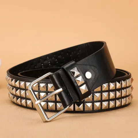 European and American Style Square Hole Rivet Belt, Metal Pyramid Waistband, Punk Metal Denim Belt, Unisex Street Style for All Seasons, Punk Fashion Belt, Statement Belts, Rivet Decorated Belt, Trendy Belt, Alt Belt, Cool Belts