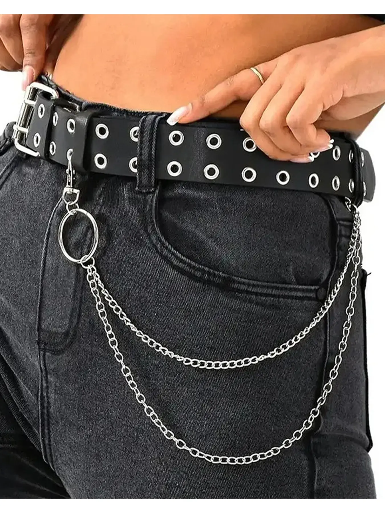 Punk Belt with Chain for Women Men, Alt Belt, Leather Chain Belt, Body Chain Belt, Waist Chain Belt, Punk Hiphop Gothic Chain Belt, Goth Belt Accessories, Punk Fashion Belt, Street Style Belt, Party Club Music Festival Accessories
