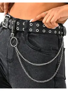 Punk Belt with Chain for Women Men Leather Chain Belt Body Chain Belt Silver Chain Belt Metal Chain Belt Waist Chain Belt Punk Hiphop Gothic Chain Belt Goth Belt Accessories Punk Fashion Belt Street Style Belt Party Club Music Festival Accessories