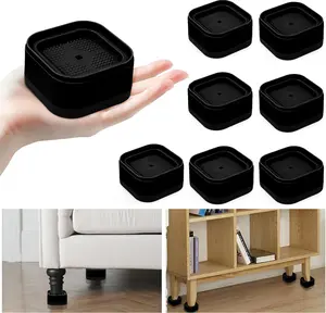 8 Pack Furniture Risers, Adjustable Bed Risers Heavy Duty Stackable Bed Raisers for Table Desk Couch Chair Sofa Cabinet Bed Legs Lift Height 1" (8, Black-2)