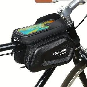 Waterproof Bicycle Handlebar Bag, Large Capacity Touchscreen Phone Holder, Tpu Frame Storage Pouch, Eva & 3-Point Mounting System