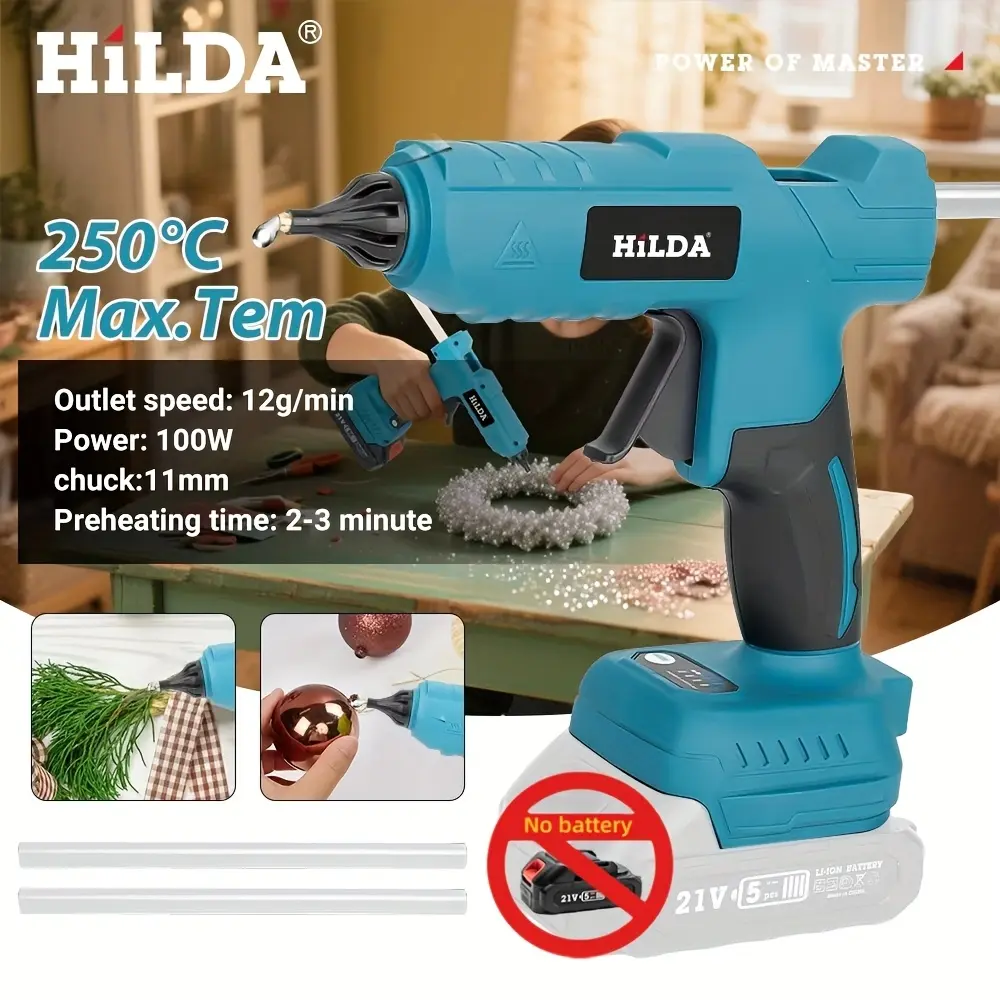 Hilda Electric Glue Gun, No Battery, 30-Second Quick Heat, DIY Craft and Home Repair, Ideal for Christmas Decor and Maintenance