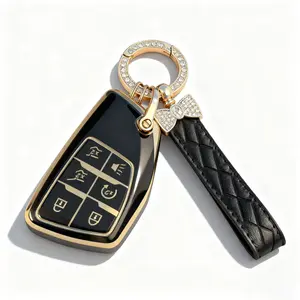 Key Fob Cover for 2026 2025-2021 Chevy Tahoe Suburban GMC Yukon, 6 Button, TPU, Black White