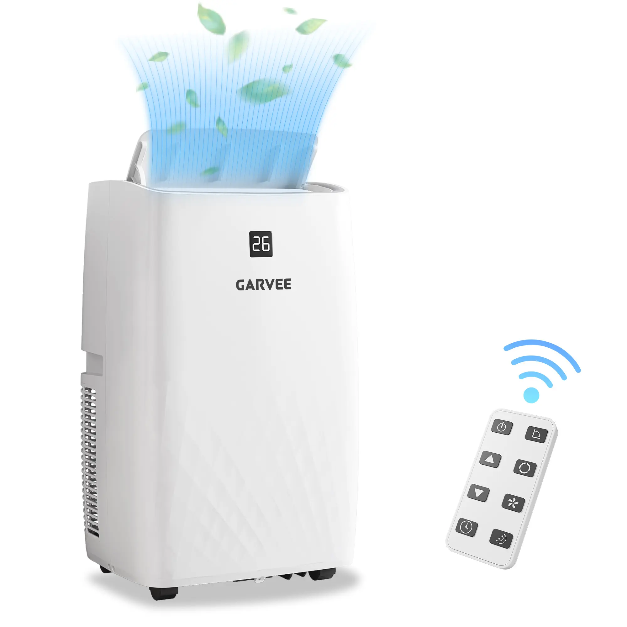 Garvee Versatile 14,000 BTU Portable Air Conditioner – 4-in-1 Mobile AC with Cooling, Dehumidifier, Fan & Sleep Mode – Remote, LED Display, 24H Timer, Complete Window Kit – Easy-to-Move – For Rooms Up to 750 Sq.Ft