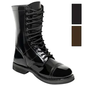 Rothco Leather Jump Boots 10 Inch Black, Brown Military Jump Boot, Cushioned Insole, Oil-Resistant Beveled Outsole, Steel Shank, 12-Eyelet Lace System, Boot