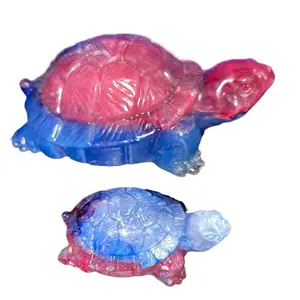 Multi Colored Pink and Blue Turtle Epoxy Resin Unique Design Artistic Sculpture for Home Decor