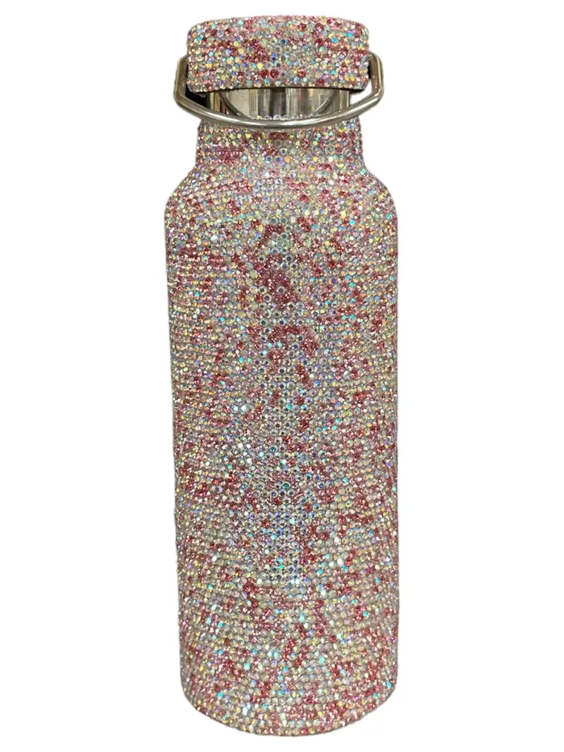 Bling Bling Pink Rhinestone Stainless Steel Water Bottle
