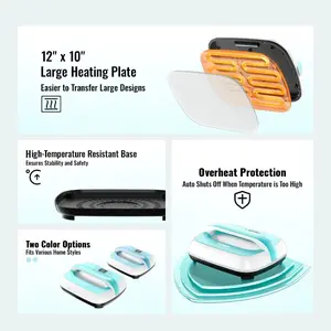 VEVOR Mini Heat Press Machine, Small Heat Press with 3-Level Temperature Control and Auto-Off, Compact and Portable Heat Transfer Machine, Sublimation Machine for T-shirts/Hats/Coasters, Green+White