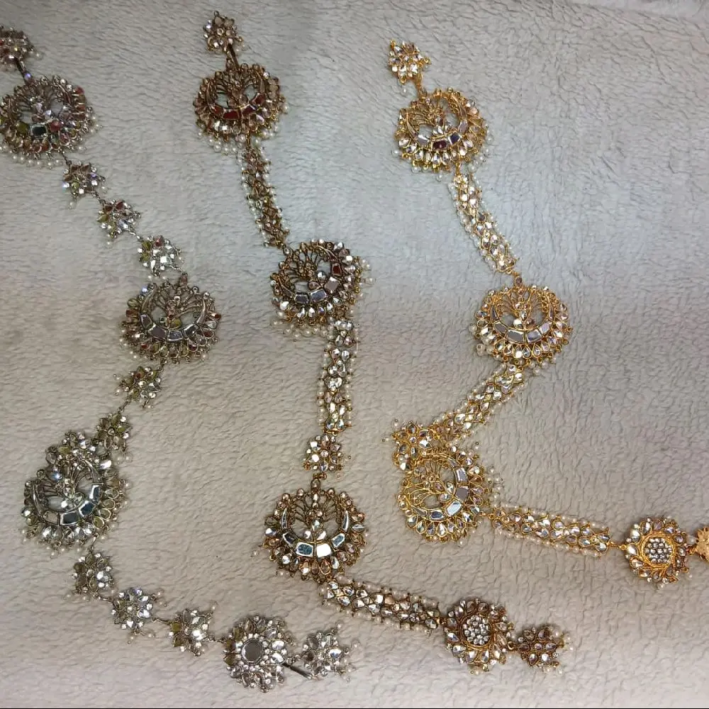 Kundan Mirror Paranda Hair Accessory for Indian Pakistani Hairstyles - Perfect for Special Occasions