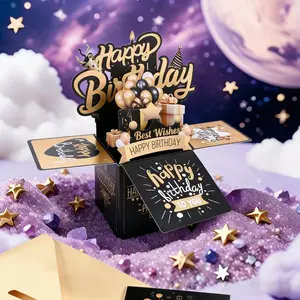 3D Pop-Up Greeting Card with Envelope, Cartoon Birthday Laser Cut Paper Art, Handmade Style Thank You Gift Card, Unique Birthday Card Design