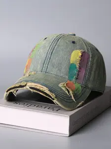 Women's Vintage Design Hole Duckbill Hat, Spring & Fall New Large Head Size Soft Top Baseball Cap Adjustable, Unisex Washable Trendy Casual Caps, Distressed Hat