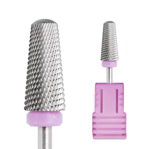 Professional 5‑in‑1 Multi‑Grit Tungsten Carbide Nail Drill Bit, Dual‑Rotary Cross‑Thread Grinding Head for Left & Right Hand, Salon‑Grade Acrylic Nail Prep Dead Skin Removal Tool