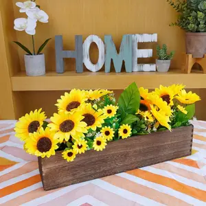17.3" Rustic Wooden Planter Box - Farmhouse Window Box with Removable Liner, Decorative Wood Table Centerpiece for Wedding/Home/Garden Decor