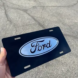 Ford Chrome Mirror License Plate Auto Tag F-150 Truck Diesel