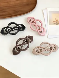 4pcs Hair Clip Set Simple Bright Powder Hollow Spring Clips Claw Clips Hair Claws Half Updo Low Ponytail Hair Clips Hair Accessories