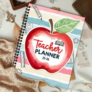Teacher Planner Notebook 2026, All-In-One Course Plan Calendar Contact Management, Durable Spiral Bound Easy Writing, Essential Teacher Tool