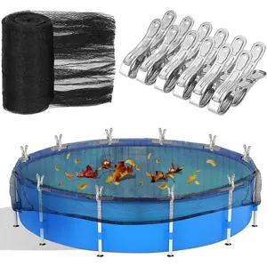 20  Round Leaf Net Cover for Above Ground Pool, Winter Cover Mesh Cover with 12 count Large Metal Clips,Pool Safety Net Fits 18FT Above Ground Pools, Keeps Leaves Out of Your Pool