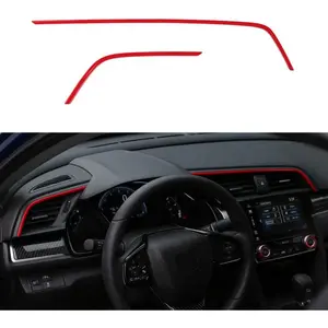 10th Gen Civic 2pcs Center Consoles Stickers Air Vent Trims Dash Board Panel Strips Decals Compatible with Honda Civic 2021 2020 2019 2018 2017 2016 -Red