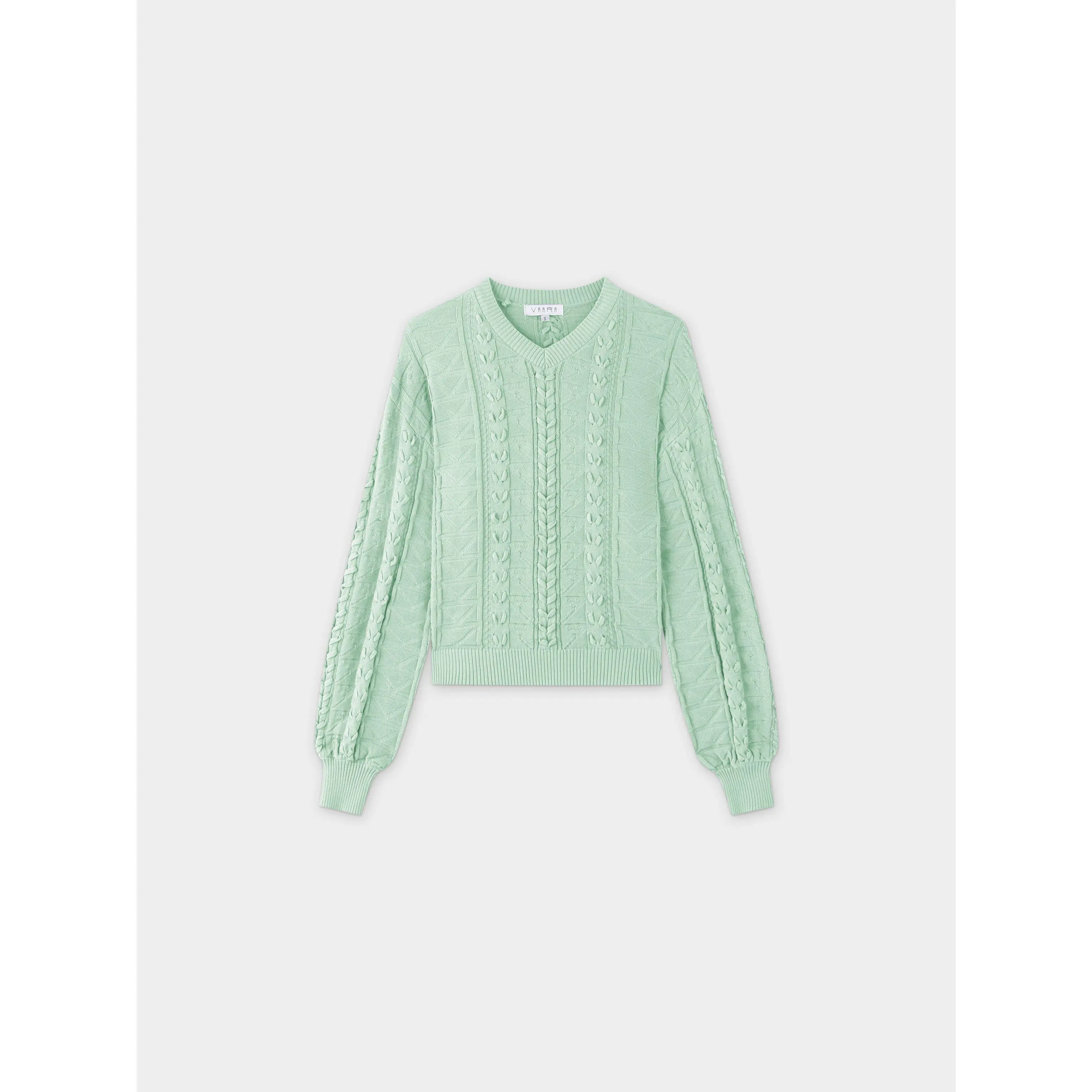 Cross Stitch Sweater-Mint
