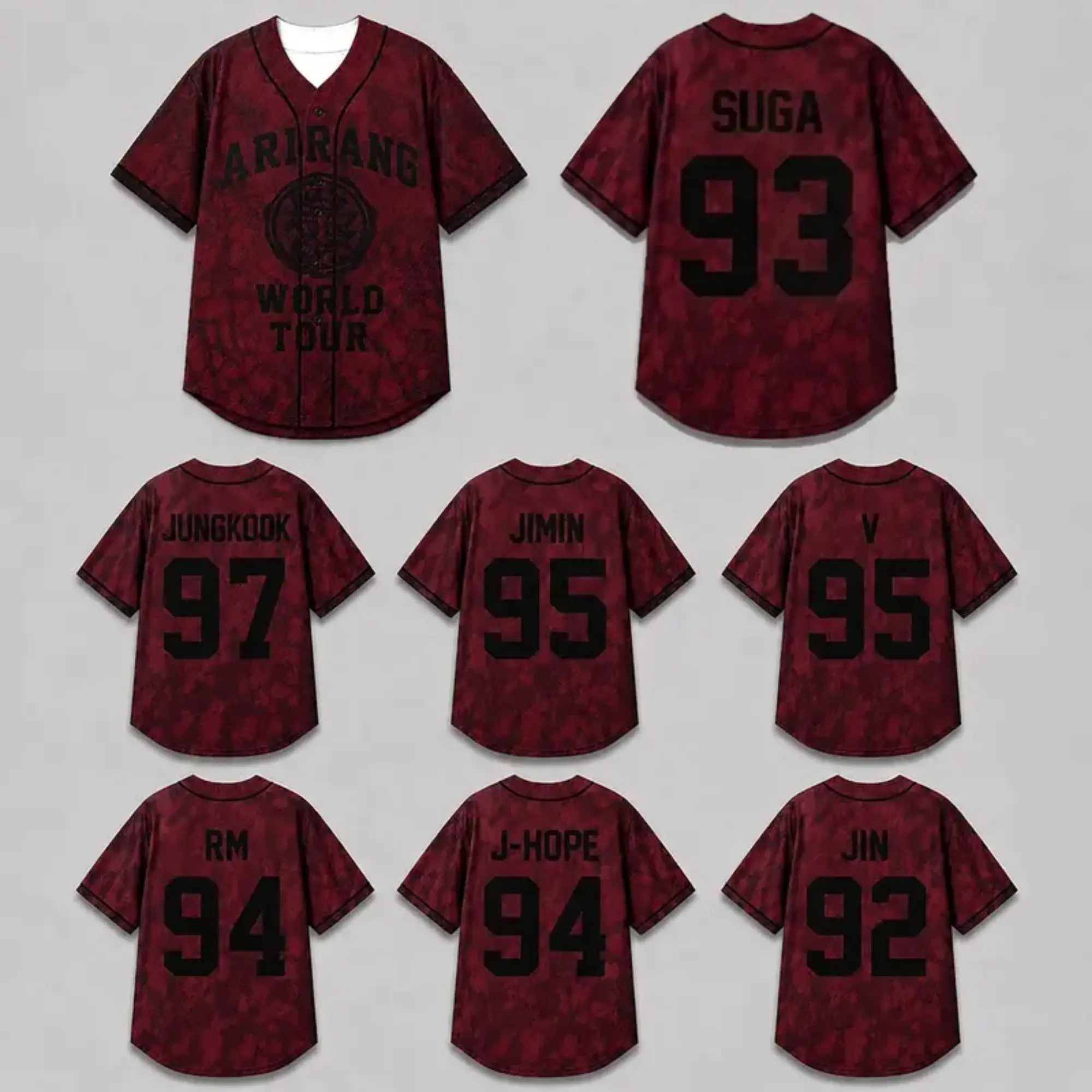Custom Baseball Jersey K-POP Concert Tour Shirt, Personalized Name Number Bangtan Kpop, 2026 World Tour Concert Jersey Shirt for Fans Gift