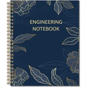 Engineering Notebook/Engineer Graph Paper Notebook - (.25" Grid Format), Lab Notebook Quad Ruled Book with Grid Pages: Table of Contents for Chemistry, Physics, 8" x 10", Spiral Bound, Blue Flower