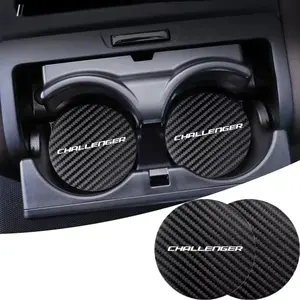 For Dodge CHALLENGER 2Pcs Car Coaster Water Cup Bottle Holder Anti-slip Pad Mat Silica Gel Bottle Holder Pad Car Auto Accessory Car Accessories