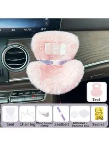 Mini Fluffy Seat for LABUBU, Car Decoration Safety Seat Doll Accessory Set, Kawaii Labubu Idol Doll Display Seat Car Air Outlet Aromatreatment,2026 gift for kids