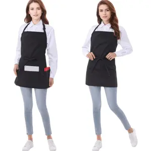Short Cotton Aprons for Women with 3 Pockets, Chef Apron for Unisex,Waitress Apron for Kitchen Cooking Restaurant BBQ