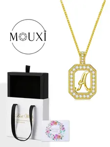 Initial Necklace, Moissanite Pendant Necklace Women Jewelry Gift, Birthday Graduation Mother's Day Christmas Gift with Box