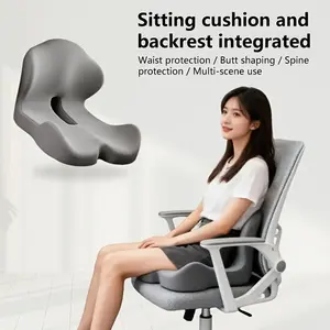 Memory Foam Seat Cushion, Relieves Back Pain, Protects Spine, Non-Slip Base, Dual Use for Gaming Chair and Office Chair, Seat Back Cushions