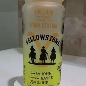 Yellowstone 20oz sublimated glass cup, comes with lid and straw. Other colors available Drinkware Washable Reusable